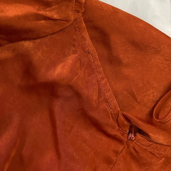 NWT Forever 21 Orange Rusty Red long sleeve Dress Size Small - Picture 8 of 8